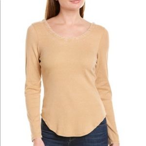 NWT Chaser 3/4 Sleeve Curved Hem Cross Back Top XS